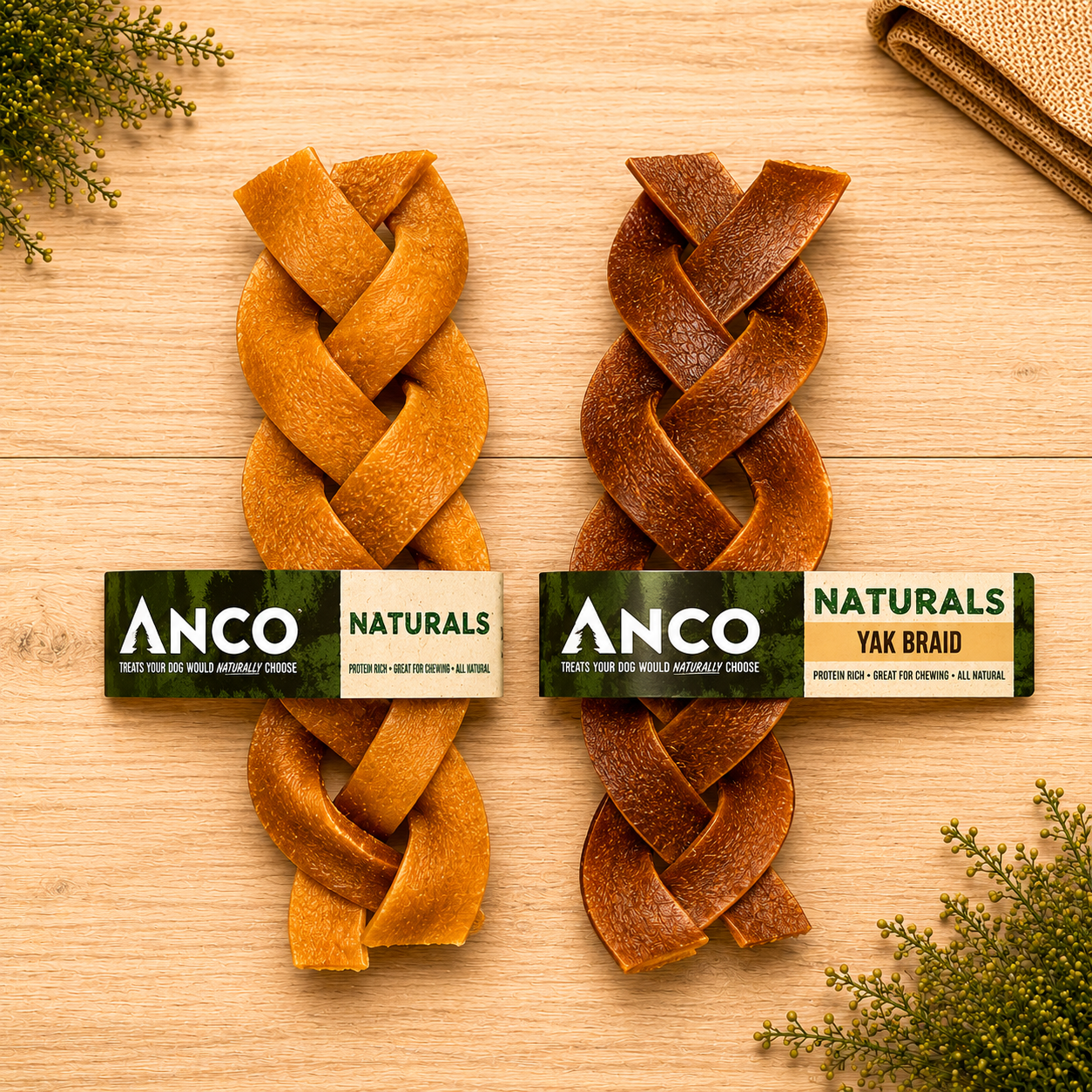 Anco Naturals Yak Braid Medium - 100% Yak Skin