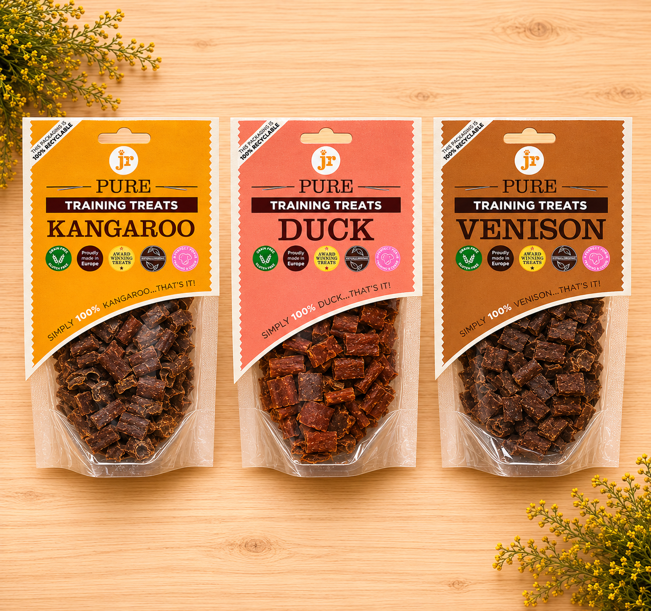 JR Pets Pure Training Treats Duck, Kangaroo or Venison 85g.
