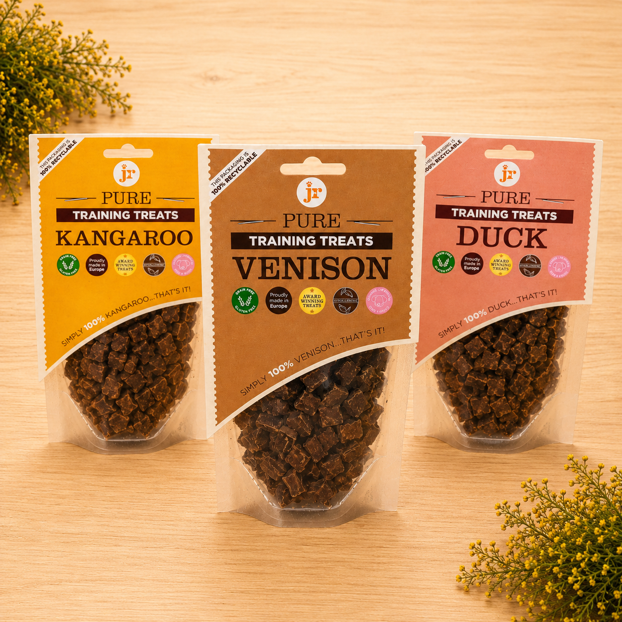 JR Pets Pure Training Treats Duck, Kangaroo or Venison 85g.