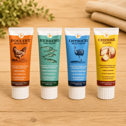 JR Pets Premium Pastes. Cheese,Herring, Poultry or Ostrich.  75g